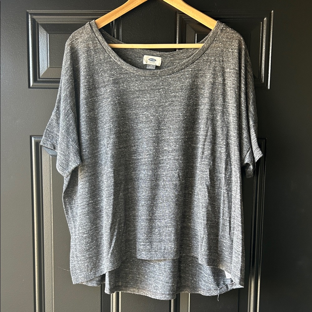 Old Navy Women's Dark Heather Gray Scoop Neck Short Sleeve Top